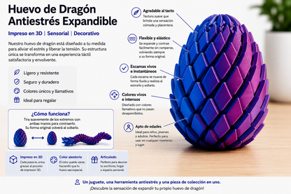 🐉 Huevo de Dragón Antiestrés Expandible – Impreso en 3D